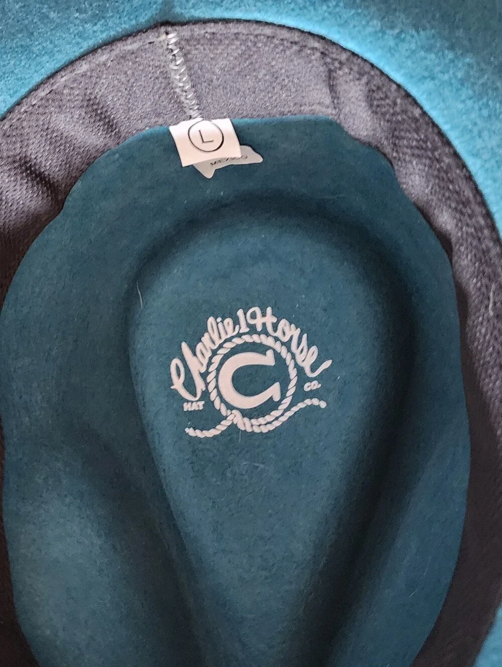 Teal Felt Wide-Brim Hat with Black Band